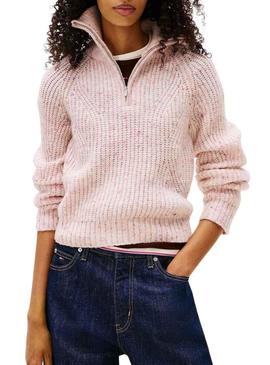 Camisola Tommy Jeans Zip rosa para mulher