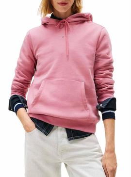 Moletom Tommy Jeans Linear Hoodie rosa para mulher