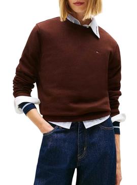 Moletom Tommy Jeans Flag marrom para mulher.