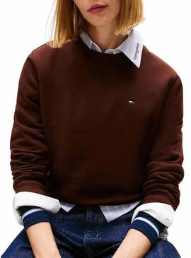 Moletom Tommy Jeans Flag marrom para mulher.