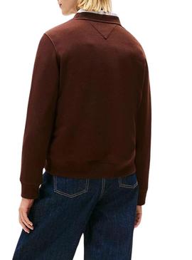 Moletom Tommy Jeans Flag marrom para mulher.