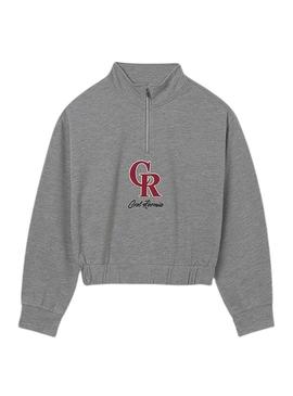 Moletom Mayoral cinza em relevo com letras para menina.