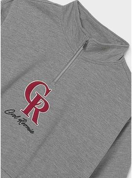 Moletom Mayoral cinza em relevo com letras para menina.