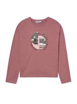 Camiseta Mayoral gráfica rosa para menina