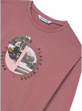 Camiseta Mayoral gráfica rosa para menina
