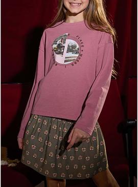Camiseta Mayoral gráfica rosa para menina