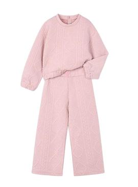 Conjunto de moletom cor de rosa acolchoado da Mayoral para menina.