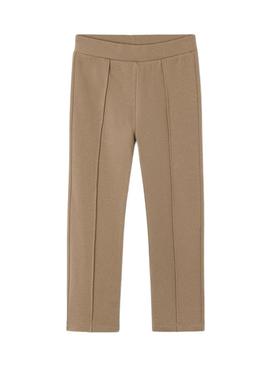 Leggings de pelúcia Mayoral em camelo para menina.