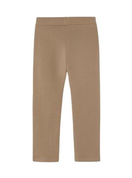 Leggings de pelúcia Mayoral em camelo para menina.