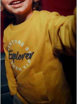 Moletom Mayoral bordado mostarda para menino
