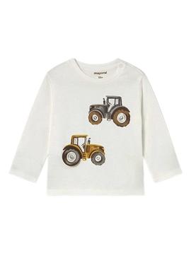 Camiseta Mayoral interativa trator branca bebê