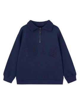 Moletom Mayoral com gola polo marinho para menino.