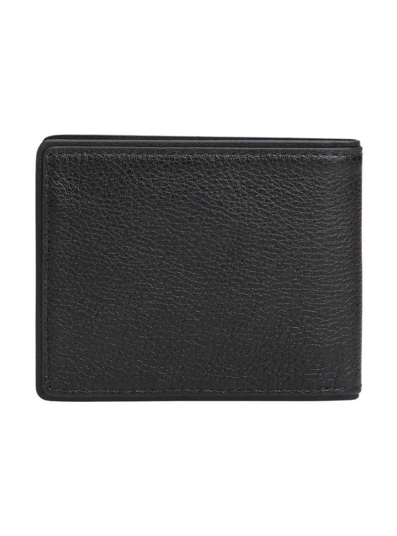 Carteira de couro dobrável Tommy Hilfiger Corporate preta para homem.