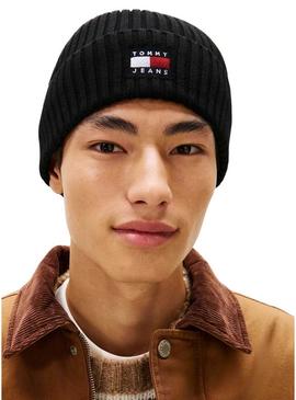 Gorro Tommy Jeans Heritage preto para homem