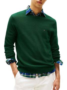 Camisa Tommy Hilfiger Essential Structure verde para homem