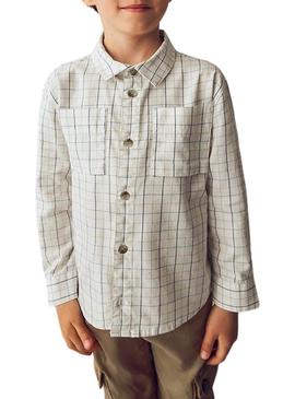 Camisa Mayoral xadrez branco para menino.