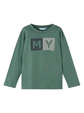 Camiseta Mayoral letras básica verde para menino