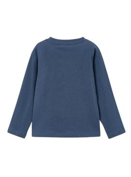 Camiseta Mayoral letras básica azul para menino.