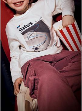 Conjunto de 2 camisetas Mayoral skate branco marinho para menino.