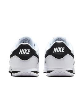 Tênis Nike Cortez para crianças, branco e preto, para meninos e meninas.