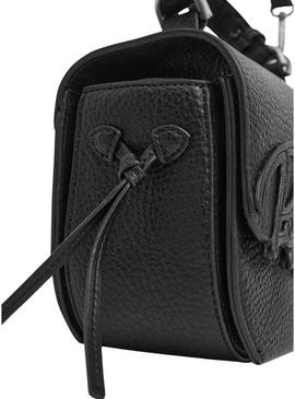 Bolsa Pepe Jeans Amber com aba preta com logotipo para mulher.