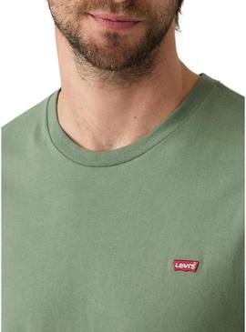 Camiseta Levis Original Housemark verde de louro para homem
