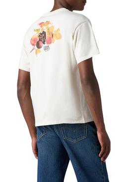 Camiseta Levis Graphic Vintage beige para homem.