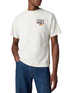 Camiseta Levis Graphic Vintage beige para homem.