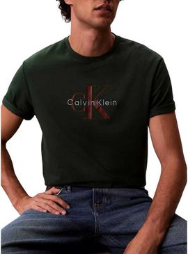 Camiseta Calvin Klein Monologo verde para homem