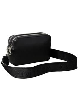 Bolsa Calvin Klein de zíper duplo preta para mulher