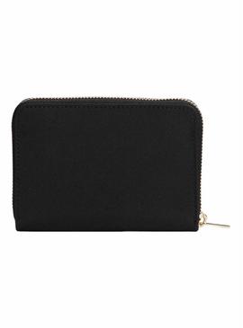 Carteira Tommy Hilfiger Icon de nylon preto para mulher.