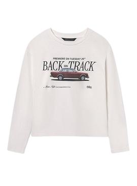 Camiseta Mayoral estampa carro branco para menino.