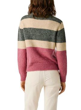 Camiseta Pepe Jeans Carlis listrada em cores block para mulher.