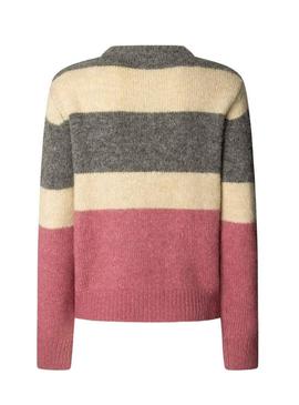 Camiseta Pepe Jeans Carlis listrada em cores block para mulher.