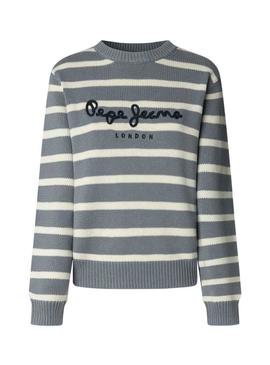 Camiseta Pepe Jeans Caprice listrada azul para mulher.