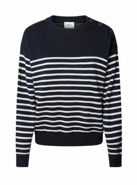Devolve-me apenas a tradução para português disto: Jersey Pepe Jeans Carlina listrado azul marinho para mulher.