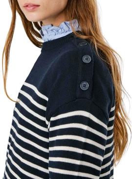 Devolve-me apenas a tradução para português disto: Jersey Pepe Jeans Carlina listrado azul marinho para mulher.