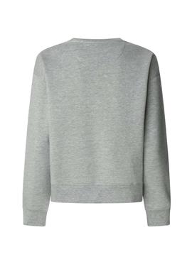 Moletom Pepe Jeans Babi cinza com gola redonda para mulher
