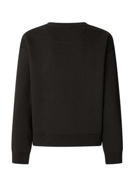Suéter Pepe Jeans Baddy de cuello redondo preto para mulher.