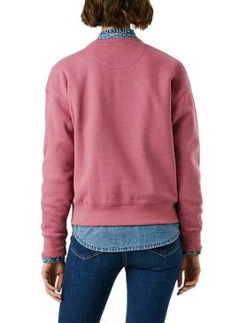 Moletom Pepe Jeans Baddy rosa de gola redonda para mulher.