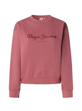 Moletom Pepe Jeans Baddy rosa de gola redonda para mulher.