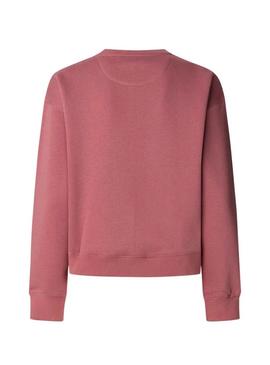 Moletom Pepe Jeans Baddy rosa de gola redonda para mulher.