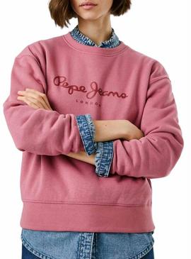 Moletom Pepe Jeans Baddy rosa de gola redonda para mulher.