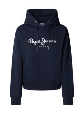 Moletom Pepe Jeans Baddy com capuz marinho para mulher