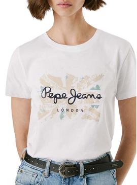 Camiseta Pepe Jeans Babu branca para mulher.