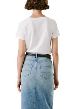 Camiseta Pepe Jeans Babu branca para mulher.