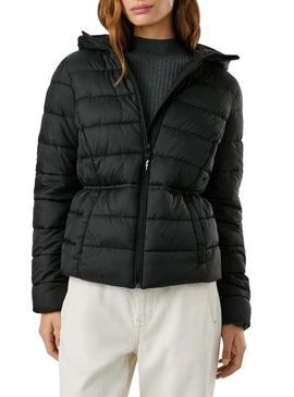 Casaco de penas Pepe Jeans Sally longo preto para mulher.