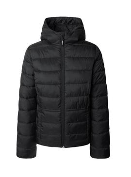 Casaco de penas Pepe Jeans Sally longo preto para mulher.