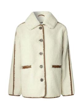 Jaqueta Pepe Jeans de pele de carneiro Truth bege para mulher