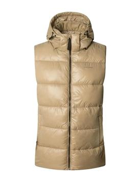 Colete Pepe Jeans acolchoado Sussy bege impermeável para mulher.